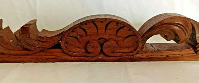 16" Antique French Wood Carved Oak Pediment Architectural Salvage 3