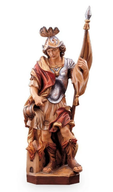 Statue San Damiano 23 Cm, Bois Sculpté à La Main Val Gardena, Décoré, ITALIE