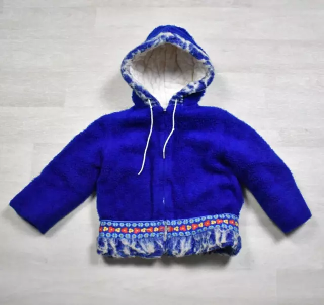 60s "Sno-Set by Wonderalls" Baby Toddler Winter Coat Blue Faux Fur Vintage 1960s