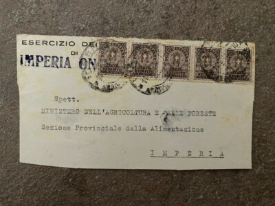 FRAMMENTI DI LETTERA IMPERIA VIAGGIATA CON  PACCO MARCHE DA BOLLO DA 50  CEN 