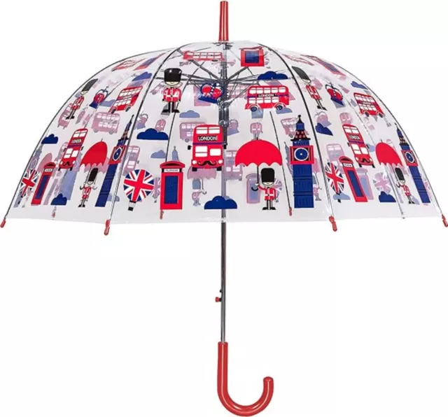 Large Adult Size Red White Blue Union Jack London Souvenir Dome Clear Umbrella 2