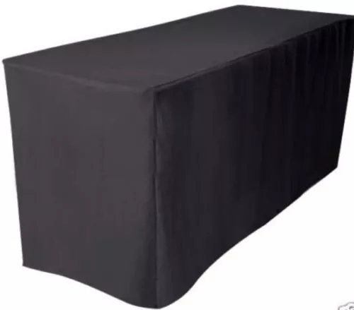 5' ft. Fitted Polyester Table Cover Wedding Banquet Event Tablecloth BLACK