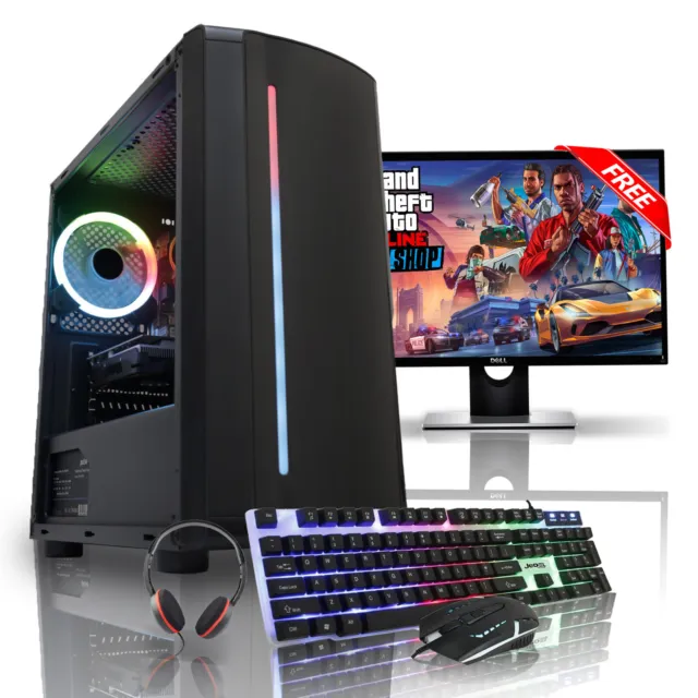 PC Da Gaming Veloce Computer Fascio Intel Quad Core i5 8GB 1TB Win 10 2GB GT710