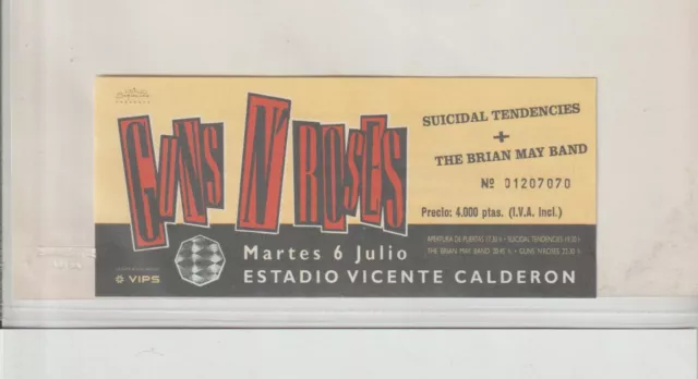 Entrada Concierto Guns N´Roses Estadio Vicente Calderon Madrid año 1993 (GT-359)