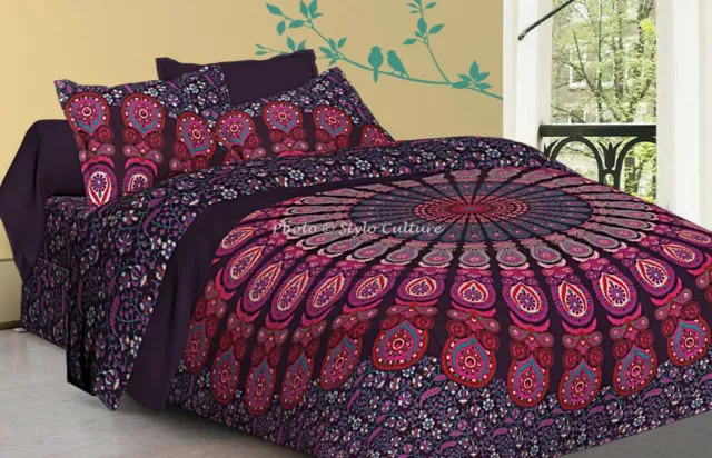 Indian Mandala Doona Duvet Cover Quilt Bedding Blanket Queen Handmade Cotton Art