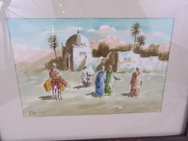 KHALIL M. Aquarelle orientaliste encadrée signée MAROC