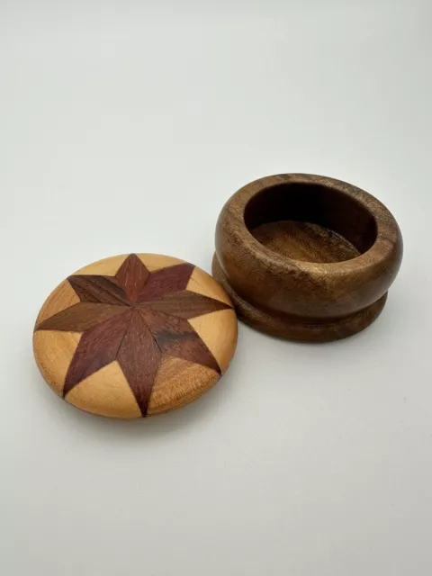 Handmade Mexican "Cajas Incrustadas" Embedded Inlay Star Wooden Trinket Box 2