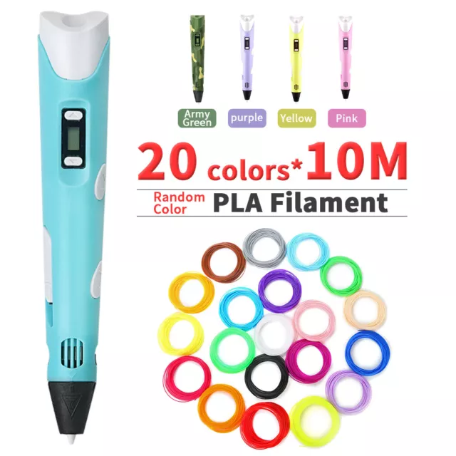 Kids 3D Pen Printing Pens LCD Display Children Gift+Color PLA Filament Refill