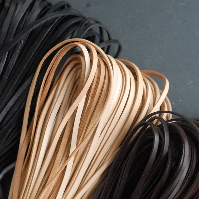FLAT COW REAL Leather Finding Cord String Lace Rope Natural / Black ...