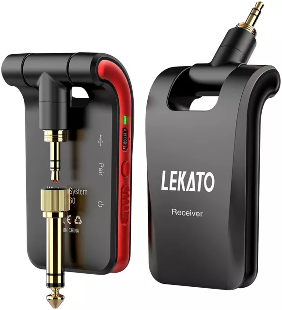 LEKATO 2.4Ghz 280° Wireless Stereo Guitar Transmitter Receiver System Set 100ft