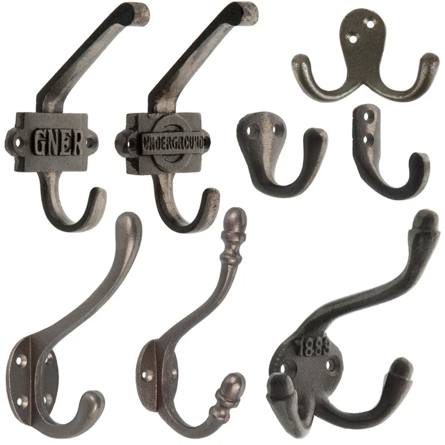 ANTIQUE STYLE COAT HOOKS Double Triple Single Cast Iron Vintage Rustic Cloakroom