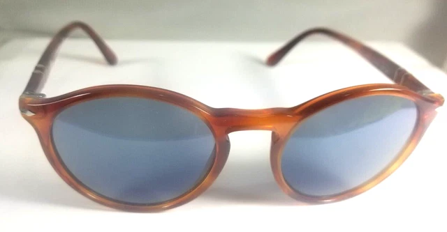 Persol 0PO3285S 96/56 Terra Di Siena Havana/ Light Blue Round Unisex Sunglasses