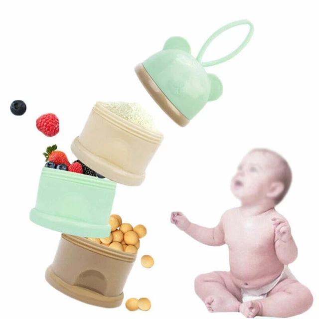 Caja de leche en polvo portátil multicapa para bebé dibujos animados alimentos 1* recipiente
