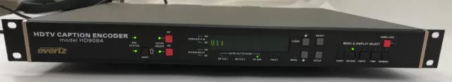 Evertz HD9084 HDTV Caption Encoder 100-240V 40W 50/60HZ w/ Power Cords - Used