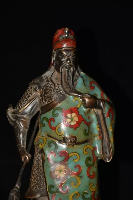 Chinese Copper Cloisonne Hand Carved Exquisite Guan Yu guangong Statue 2