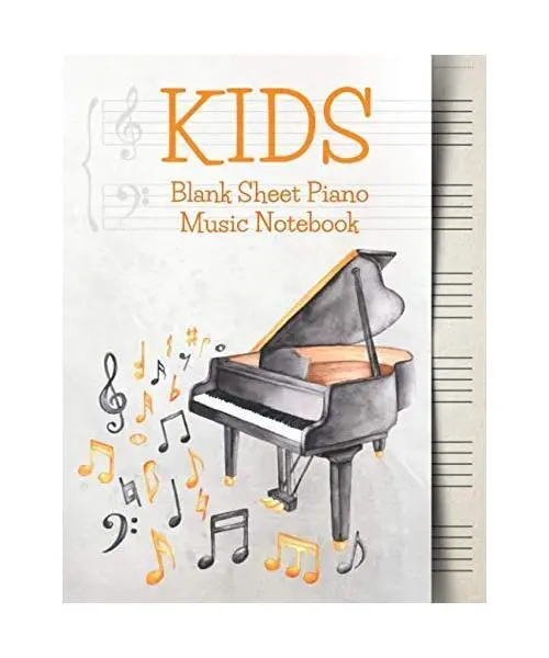 Blank Sheet Music Notebook Kids: Wide Staff Music Manuscript Paper | Grey and Or