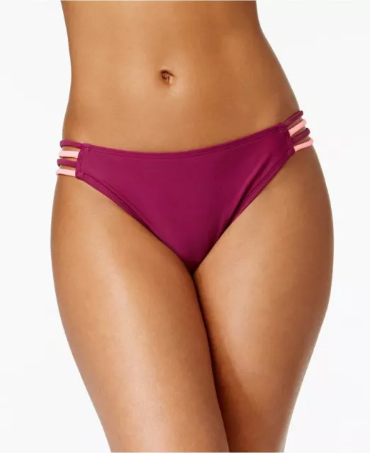 Hula Honey Malibu Strappy Hipster Bikini Bottom, WineCoral L