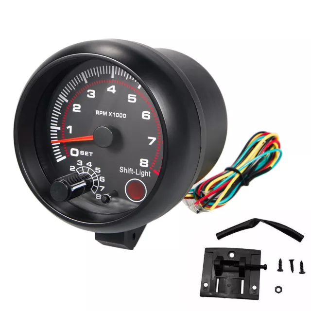 95mm Universal Car Tachometer Tacho Gauge Meter LED Light 0-8000 RPM 12V USA