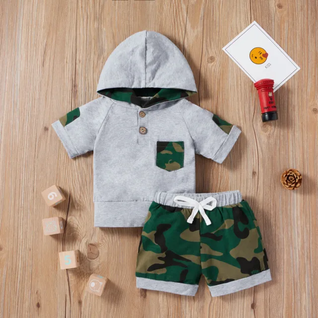 Newborn Baby Boys Clothes Hooded Tops Trouser Pants Tracksuit Outfits 2PCS Set