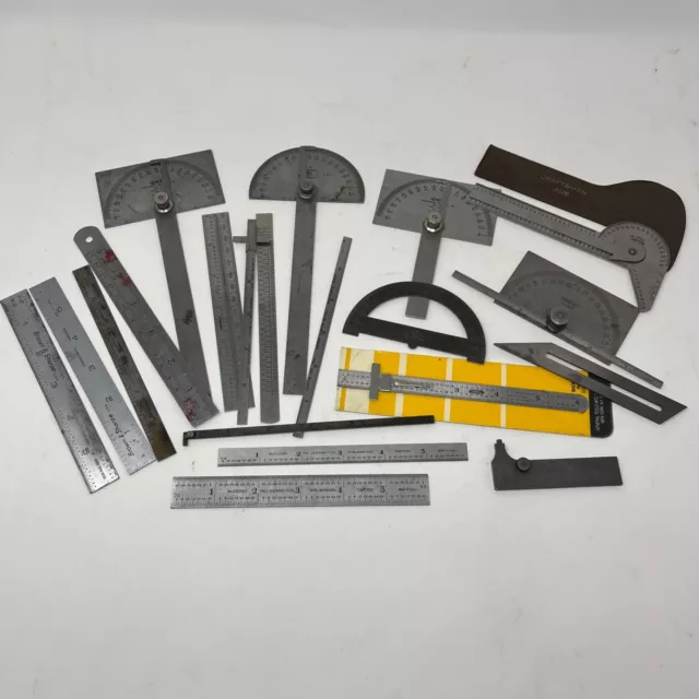 Machinist Rule And Protractor Lot. Starrett Brown Sharpe Lufkin General Tools