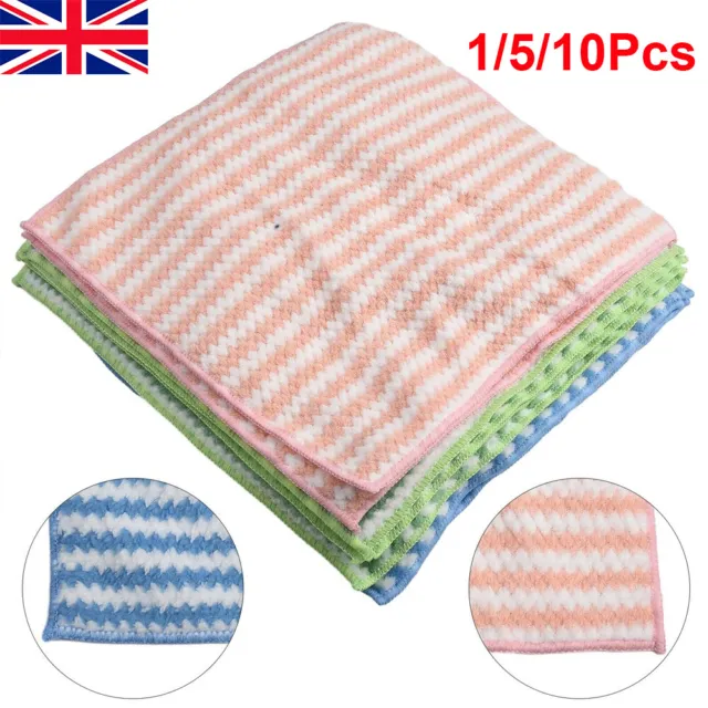 1-10X Microfibre Cleaning Cloth Kitchen Dish Washing Towel Car Glass Cleaner Rag