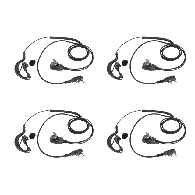 4X 2Pin G Shape Earpiece PTT MIC Ear Hook Headset for Radio C5A