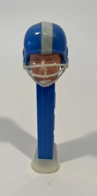 Vintage Pez Football Player With Blue Helmet And White Stripe Dispenser No Feet