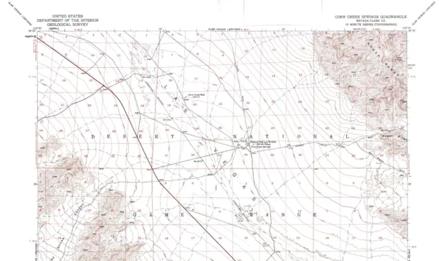 Corn Creek Springs Quadrangle Nevada 1952 Map Vintage USGS 15 Minute Topographic