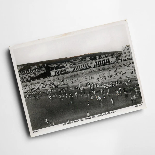 A3 PRINT - Vintage Somerset - Sea Front from Grand Pier, Weston-super-Mare