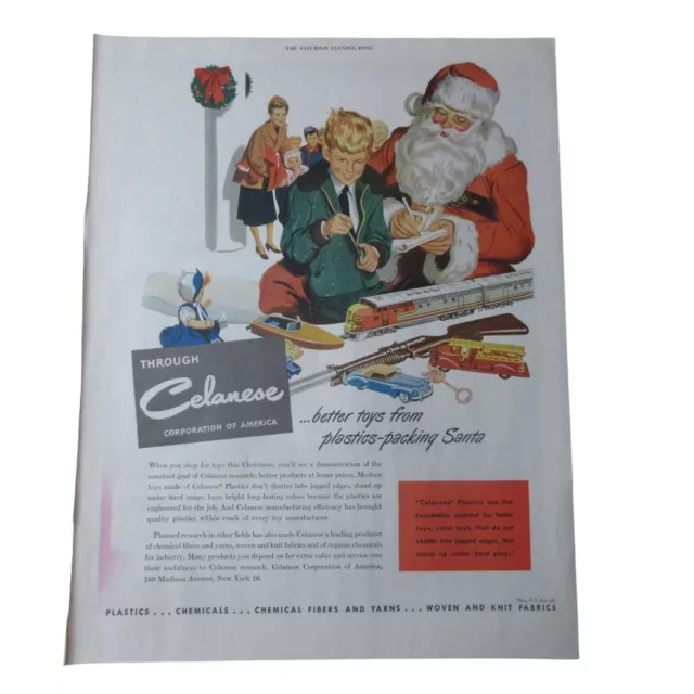 1950 Celanese Plastics Santa / Manhattan Shirts -  Vintage Print Ad