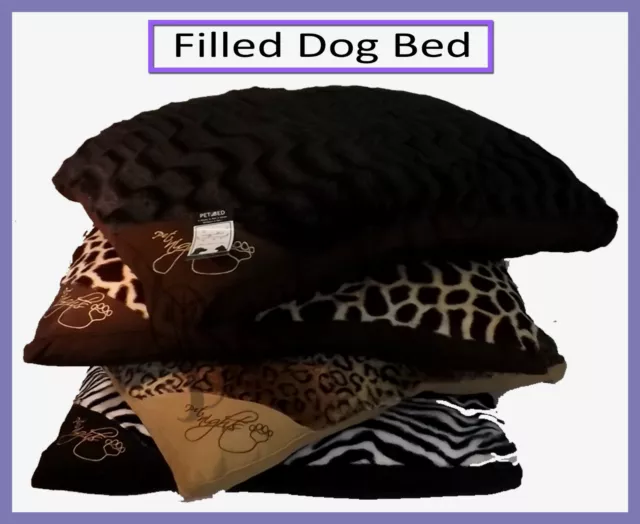 Luxury Large & Extra Large Filled Pet Bed Washable Zipped Cover Mattress Cushion