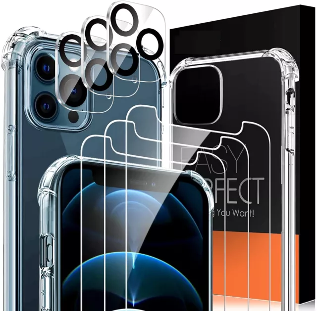 CLEAR Shockproof Case For iPhone 11/12/13/14 Max + Camera Glass Screen Protector