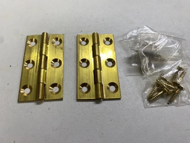 2" BRASS BUTT HINGES 2" x 1 1/8" 50mm solid drawn hinges cupboard door quality