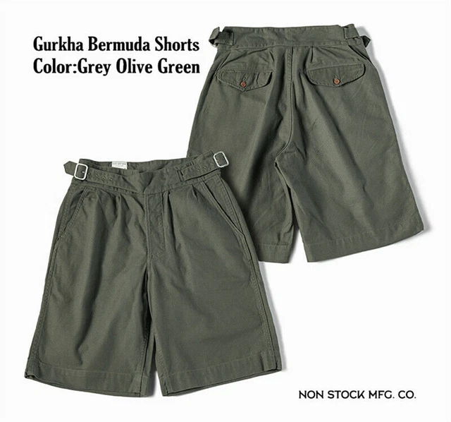 BRITISH ARMY GURKHA Shorts 70s Mens Khaki Pants Chino Drill Military