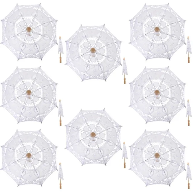 8pz ombrellone sposa ricamo manico decorativo in legno decorazione
