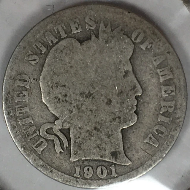 1901 United States 1 Dime "Barber Dime" - About Good (AG) KM#113 - 4338