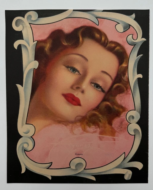 DREAMY, VINTAGE 1940S Billy DeVorss Art Deco Pin-Up Print, Auburn ...