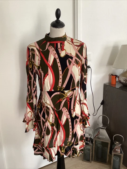 Robe Chemise Zara Noire à Imprimé Foulard - Taille S, Femme, Occasion En Très Bon état