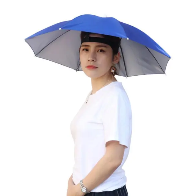 FE# 5pcs Outdoor Portable Anti-Rain Anti-Sun Fishing Head Umbrella Hat (Blue)