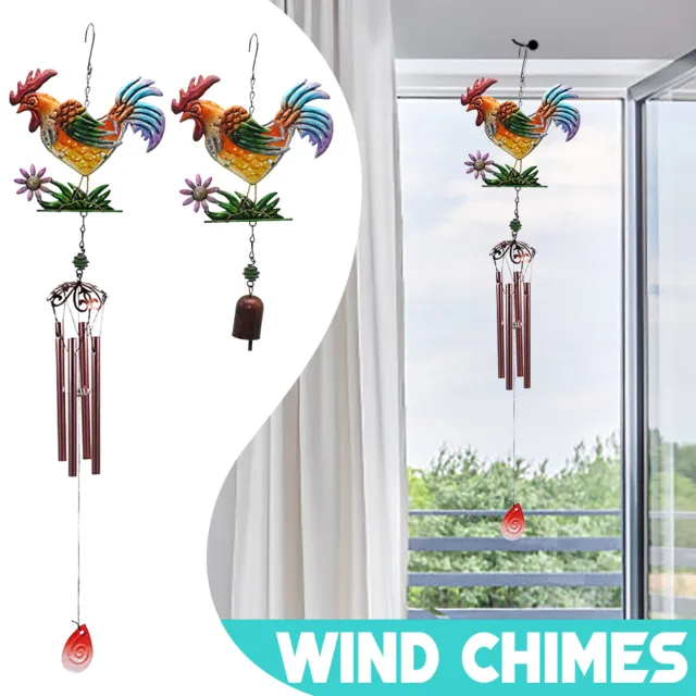 Metal Rooster Wind Chimes Metal Chicken Crafts Painted Decorative Bell Pendants