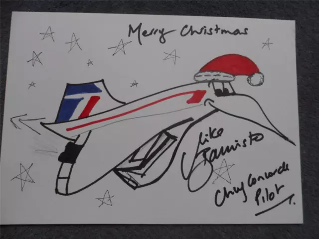 A Copy of  a Concorde British Airways Mike Bannister Hand Drawn Christmas Card