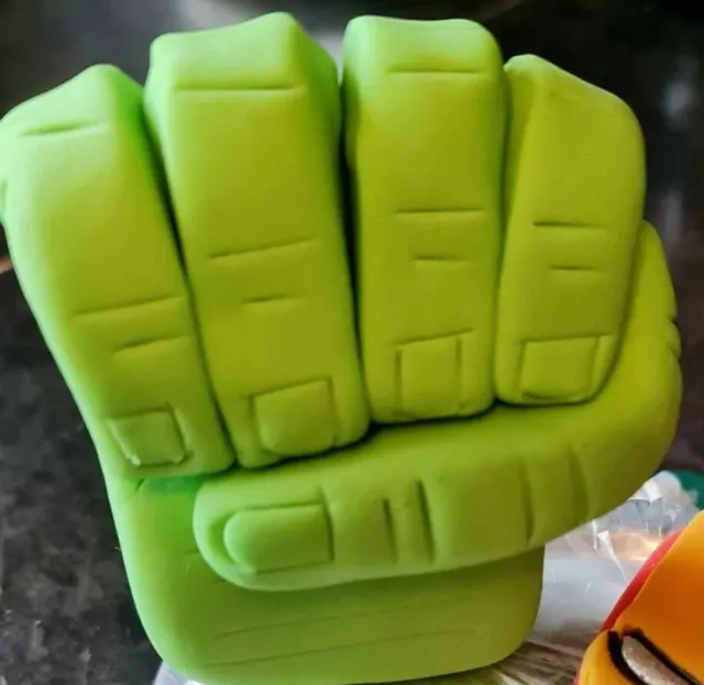 Edible Hulks Fist unofficial topper with name and age