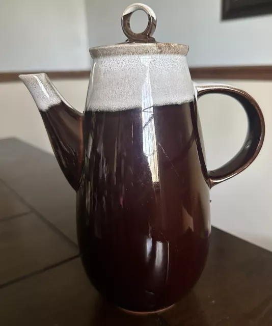 Vintage 9” Brown Drip-Glaze Teapot Ceramic Pottery