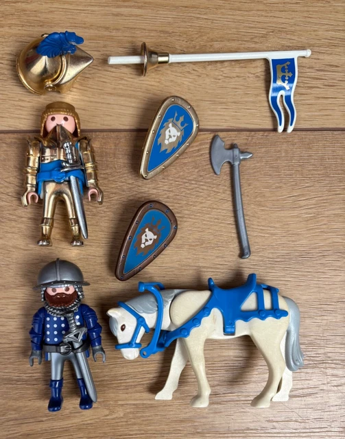 PLAYMOBIL RITTER MIT Knappe #,Turnier,Löwenritter blau-silber-gold Burg ...