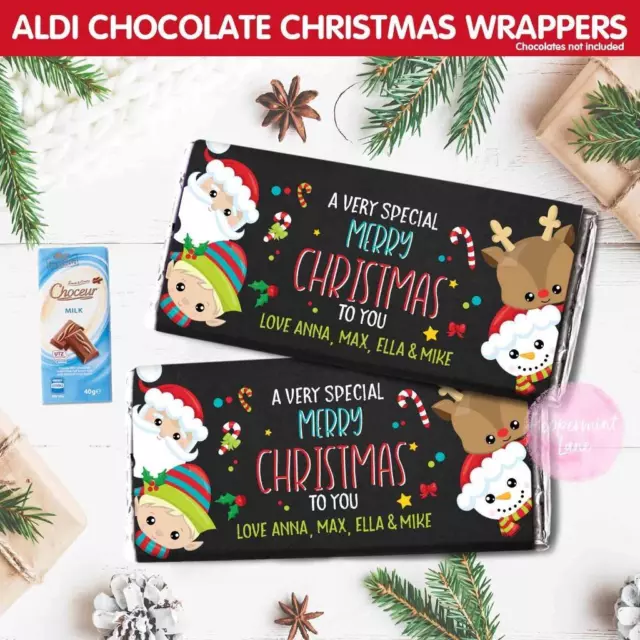 DIGITAL Christmas Xmas CHOC Chocolate WRAPPER ALDI PARTY FAVOUR Teachers Gift 2