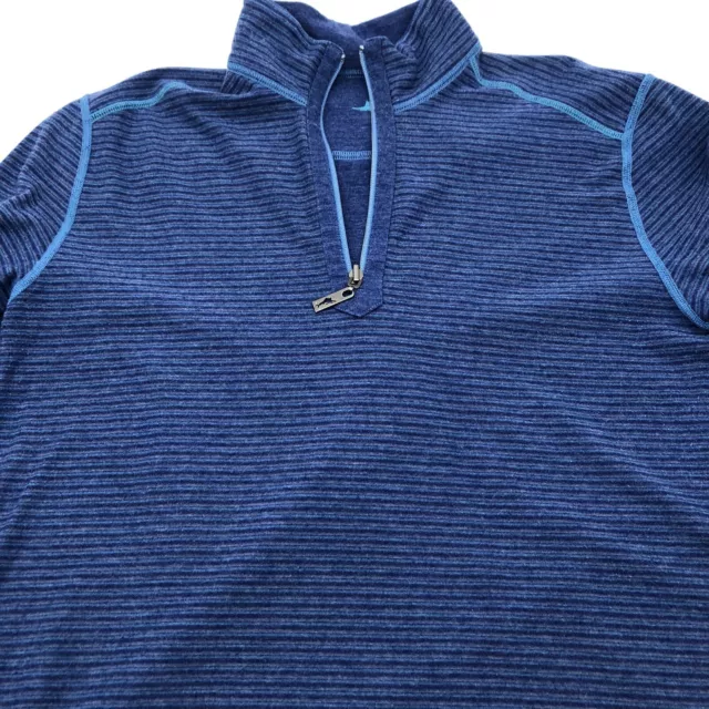 Tommy Bahama 1/4 Zip Reversible Pullover Mens Medium Blue Blue Stripe 2