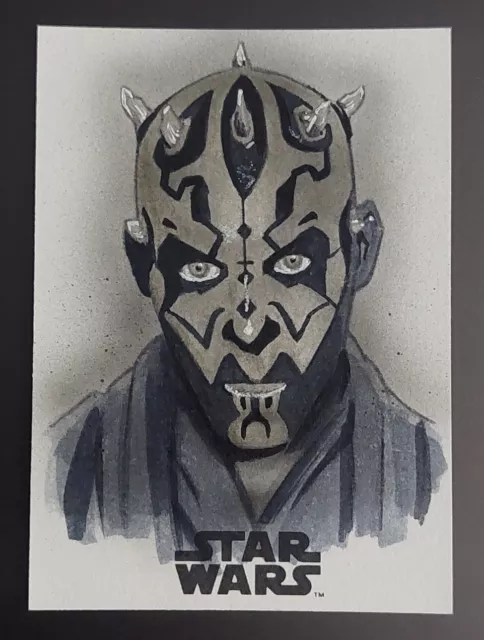 2019 Topps Star Wars Saga Darth Maul Sketch Art Card By Garrett Dix - 1/1