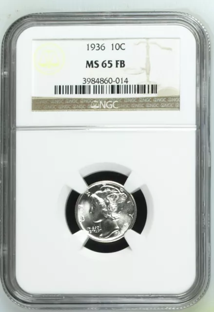 1936 Mercury Dime NGC MS65 FB  Full Split Bands