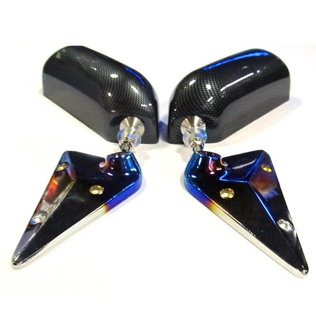 1 Pair Manual Adjustable Retro F1 Style Rear View Mirrors Carbon Fiber Look Part
