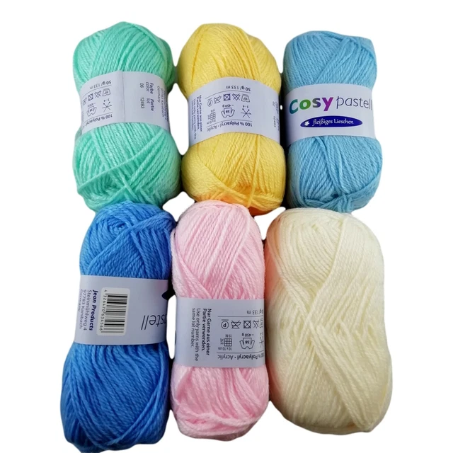 Lot De 2 Pelotes De Laine à Tricoter - 130 Mètres, 6 Couleurs Au Choix - Neuf